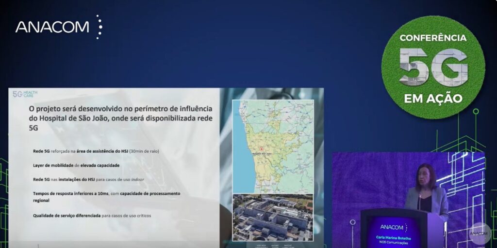 Carla Botelho, da NOS, apresenta o projeto "5G Health Care" durante a Conferência ANACOM.